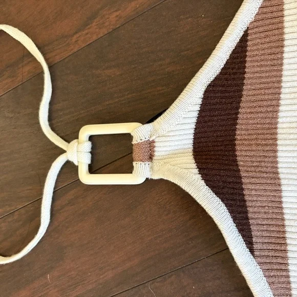 H&M Brown and White Striped halter top - Picture 2 of 8